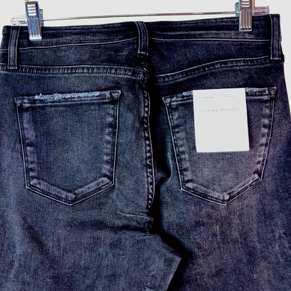 Flying Monkey Women's Black High Rise Button Fly Skinny Jeans Size 29 - Picture 4 of 6